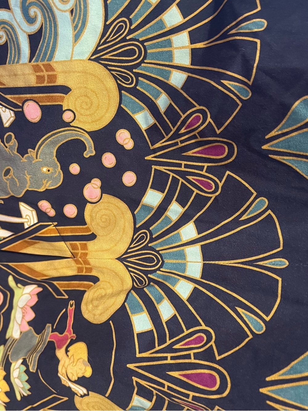 The Dress Shop Fantasia Printed Dress - Navy with Gold & Teal - Picture 4 of 4